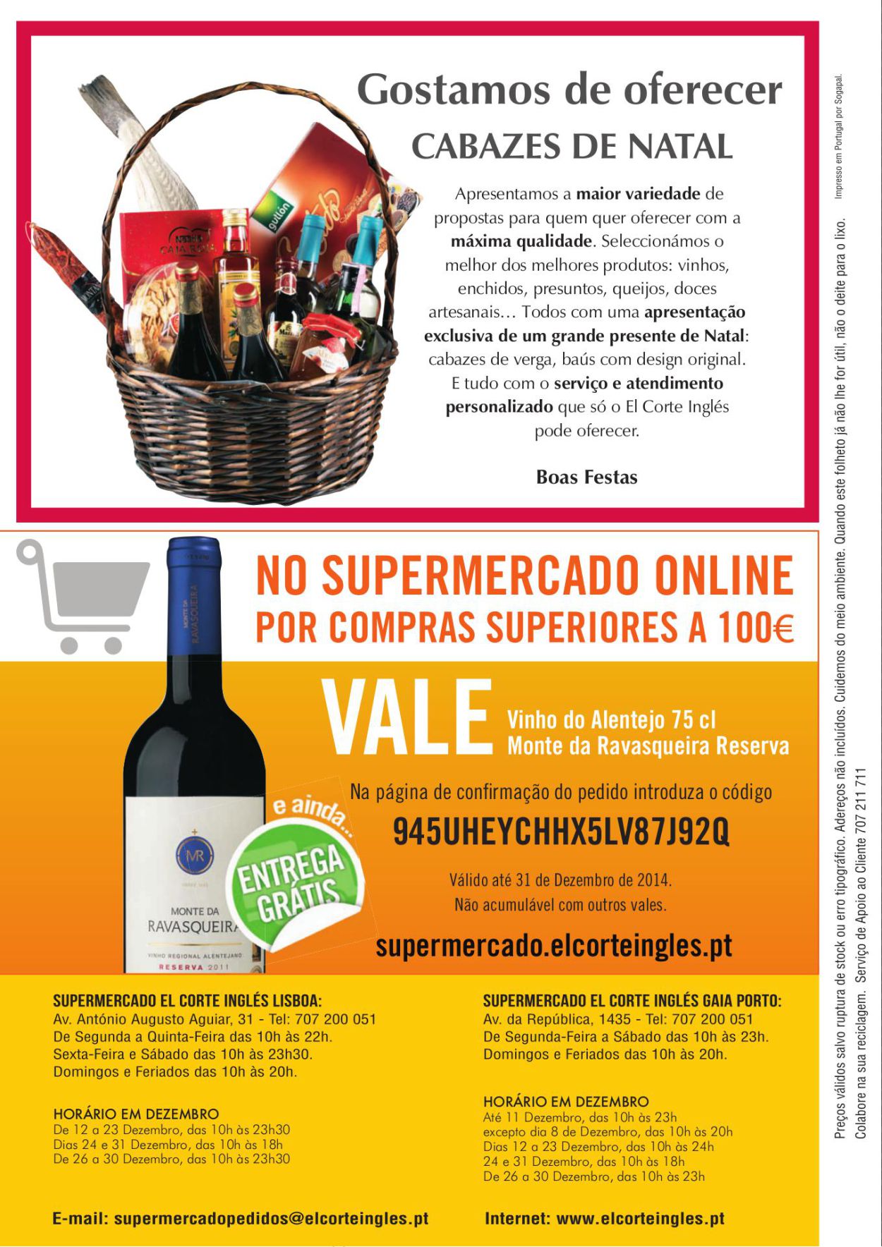 Novo folheto promoções El Corte Ingles 12a31dez